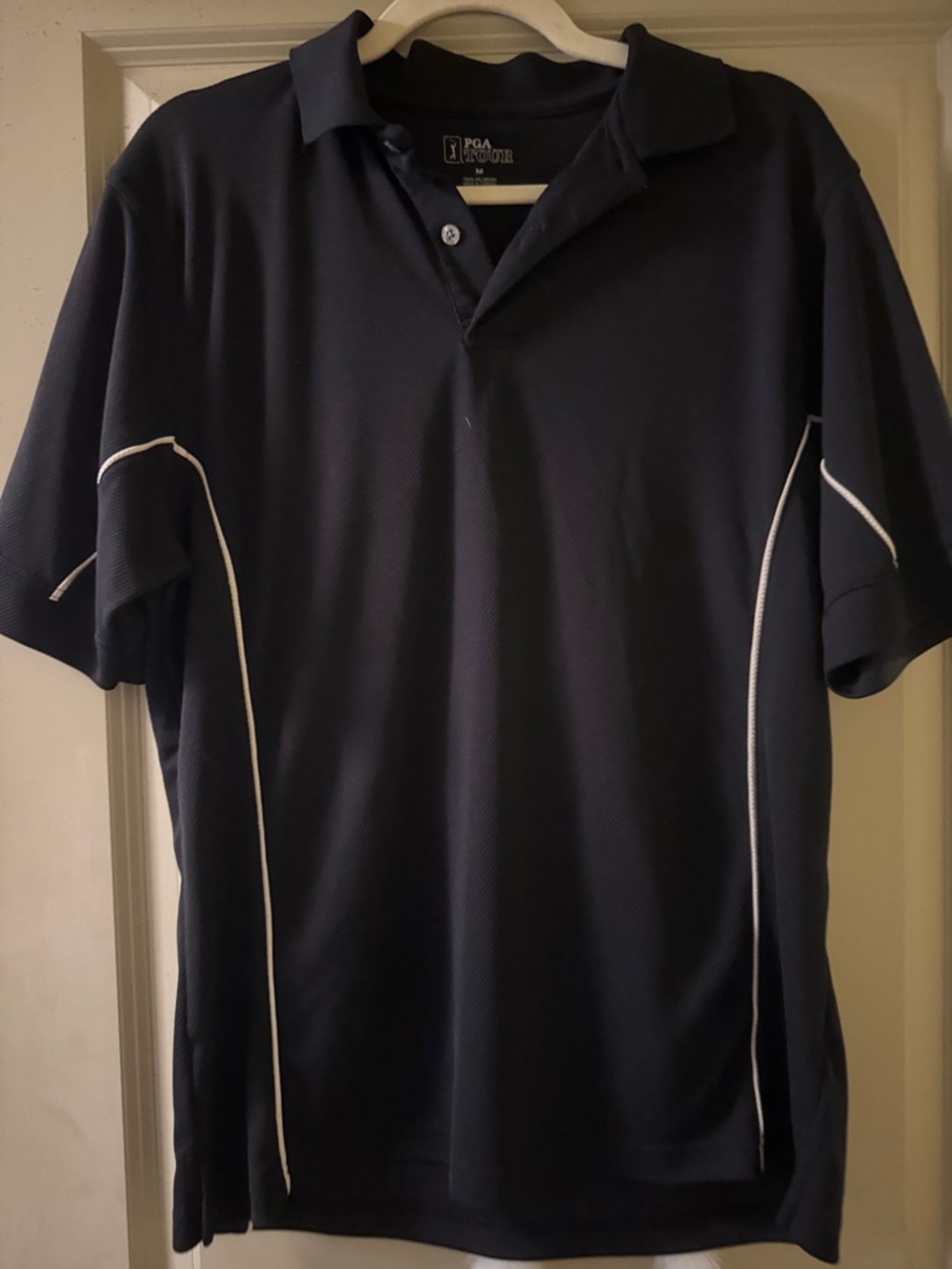 PGA TOUR Navy Polo with White Piping